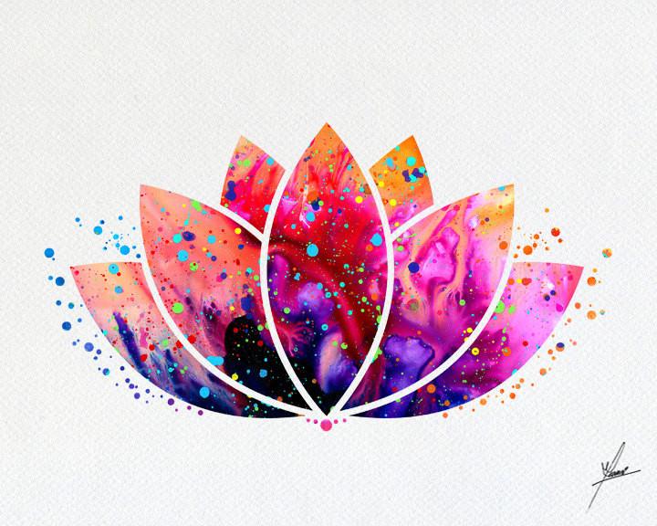 720x576 Lotus Flower Yoga Symbol Watercolor Illustrations Art Print Poster