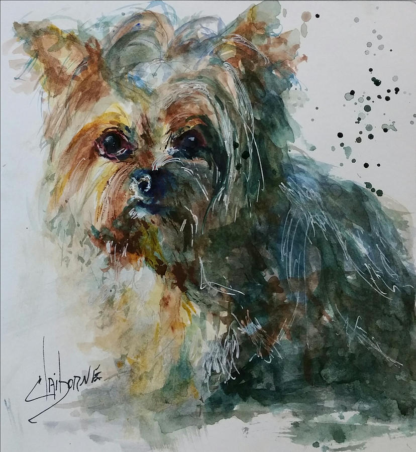 828x900 Shadow Yorkie Painting By Claiborne Hemphill Trinklein