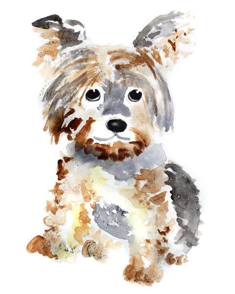 480x600 Yorkie Art Print, Watercolor Dog By Lighthearteddreamer On Zibbet