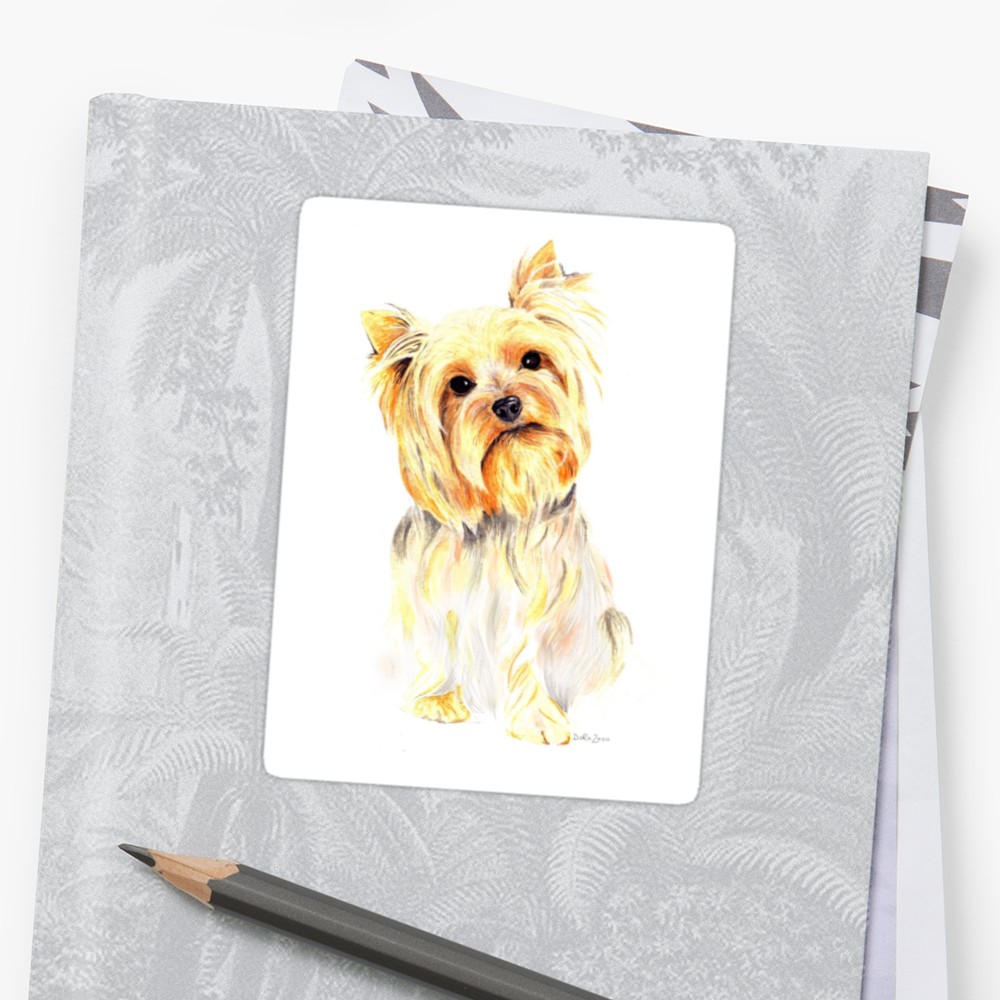 1000x1000 Yorkie Watercolor Portrait Stickers By Dora Wilson Redbubble