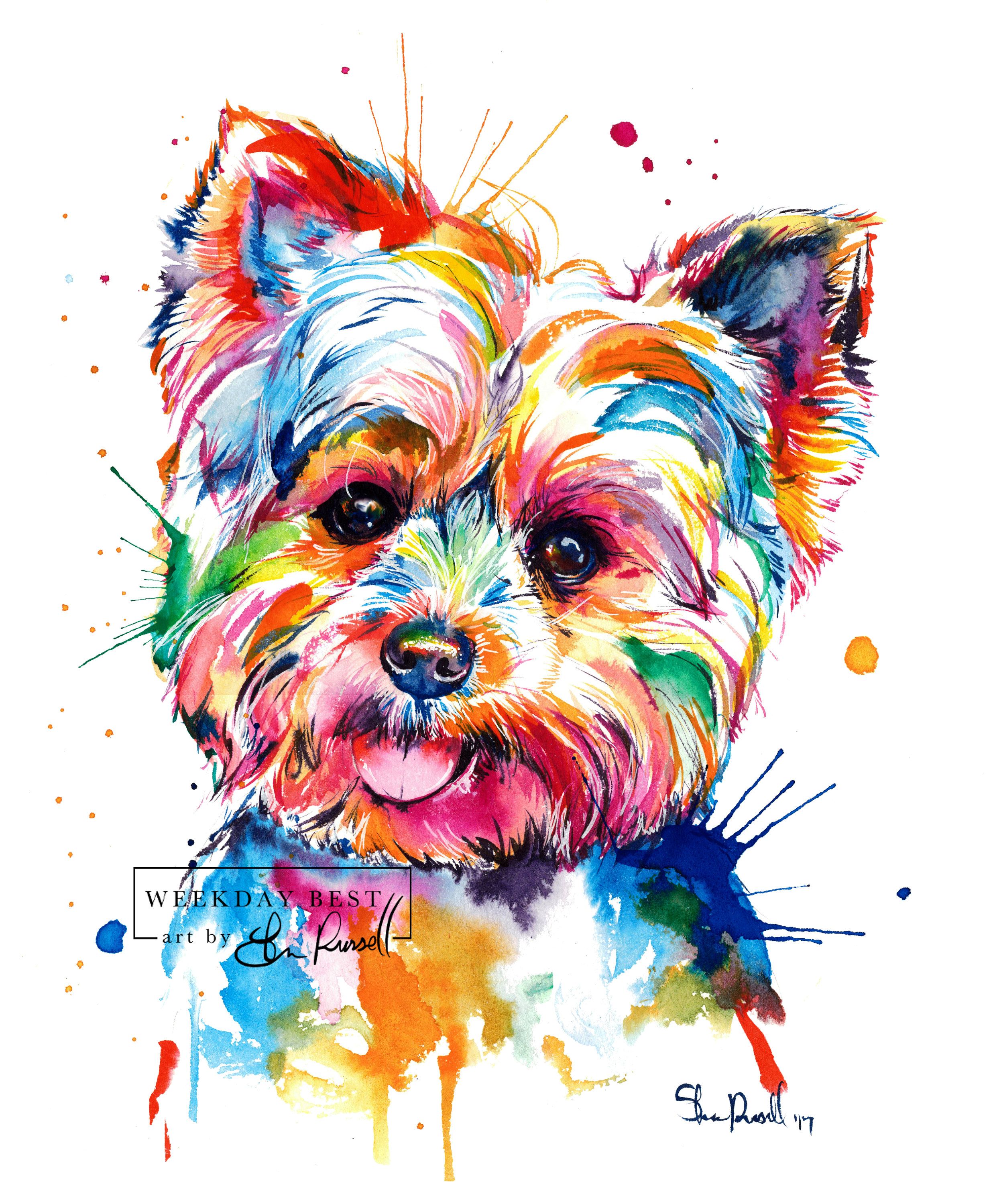 2474x3000 Colorful Yorkshire Terrier Art Print