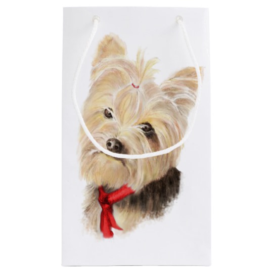 540x540 Cute Watercolor Yorkie Yorkshire Terrier Dog Small Gift Bag