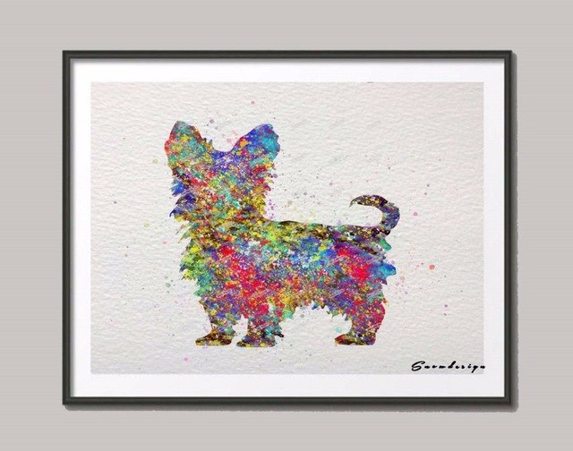 640x504 Yorkshire Terrier Diy Original Watercolor Canvas Painting Dog Wall