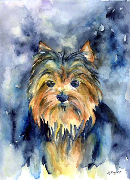 436x600 Yorkshire Terrier Watercolor Original Painting