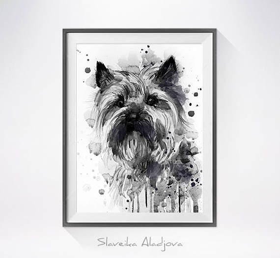 570x525 Cairn Terrier Watercolor Painting Print