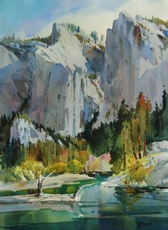 236x322 Yosemite Falls Landscape Illustration Watercolor