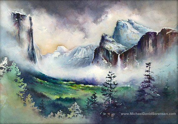 570x397 Yosemite Valley Watercolor Painting Print. Yosemite National Etsy