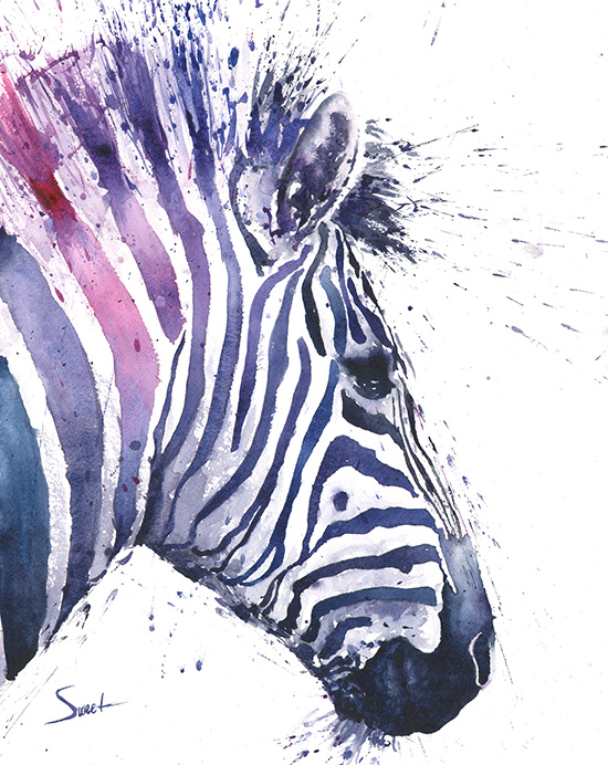 550x692 Zebra Watercolor Print Watercolor Animal Paintings