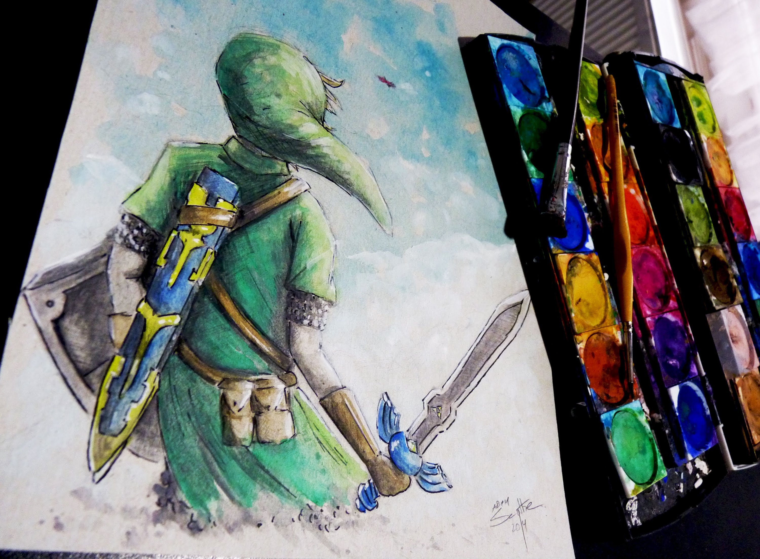 3000x2208 Legend Of Zelda Link Watercolor Time Lapse Painting