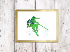 300x225 Legend Zelda Watercolor A4 Glossy Poster Print Nursery Picture