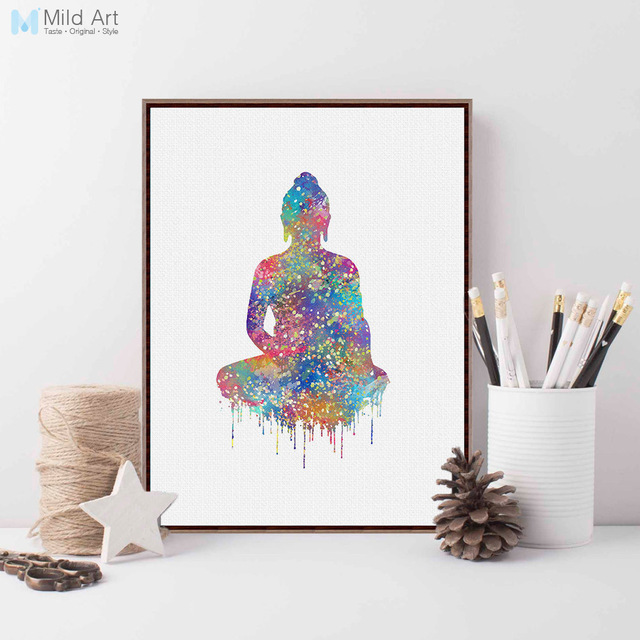 640x640 Watercolor Abstract Buddha Figure Lotus Zen Posters And Prints