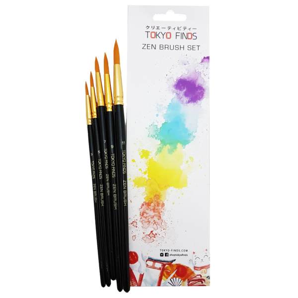 600x600 Tokyo Finds Professional Zen Brush Set Of 5 For Acrylic Watercolor