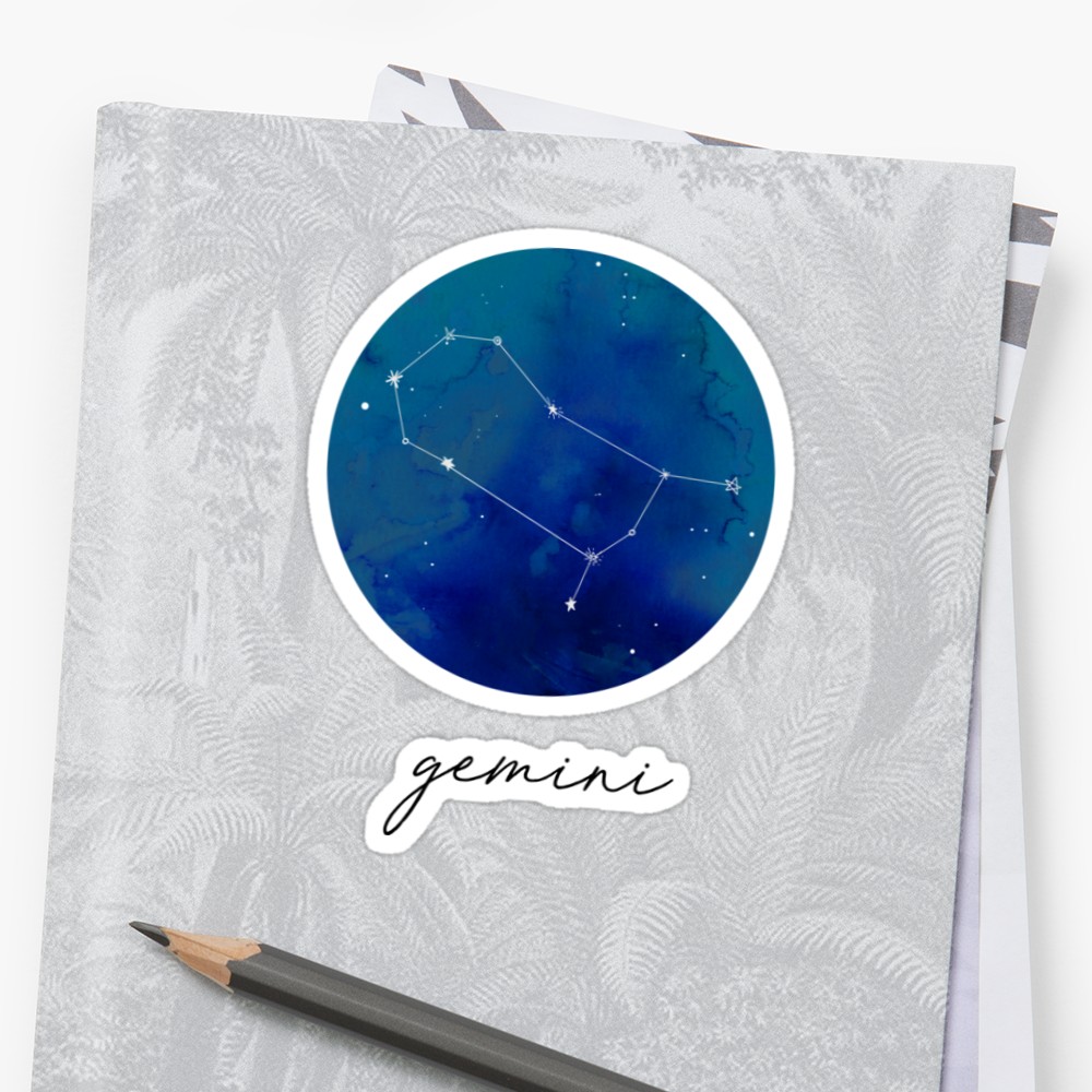 1000x1000 Gemini Zodiac Watercolor Constellation Stickers By Aterkaderk